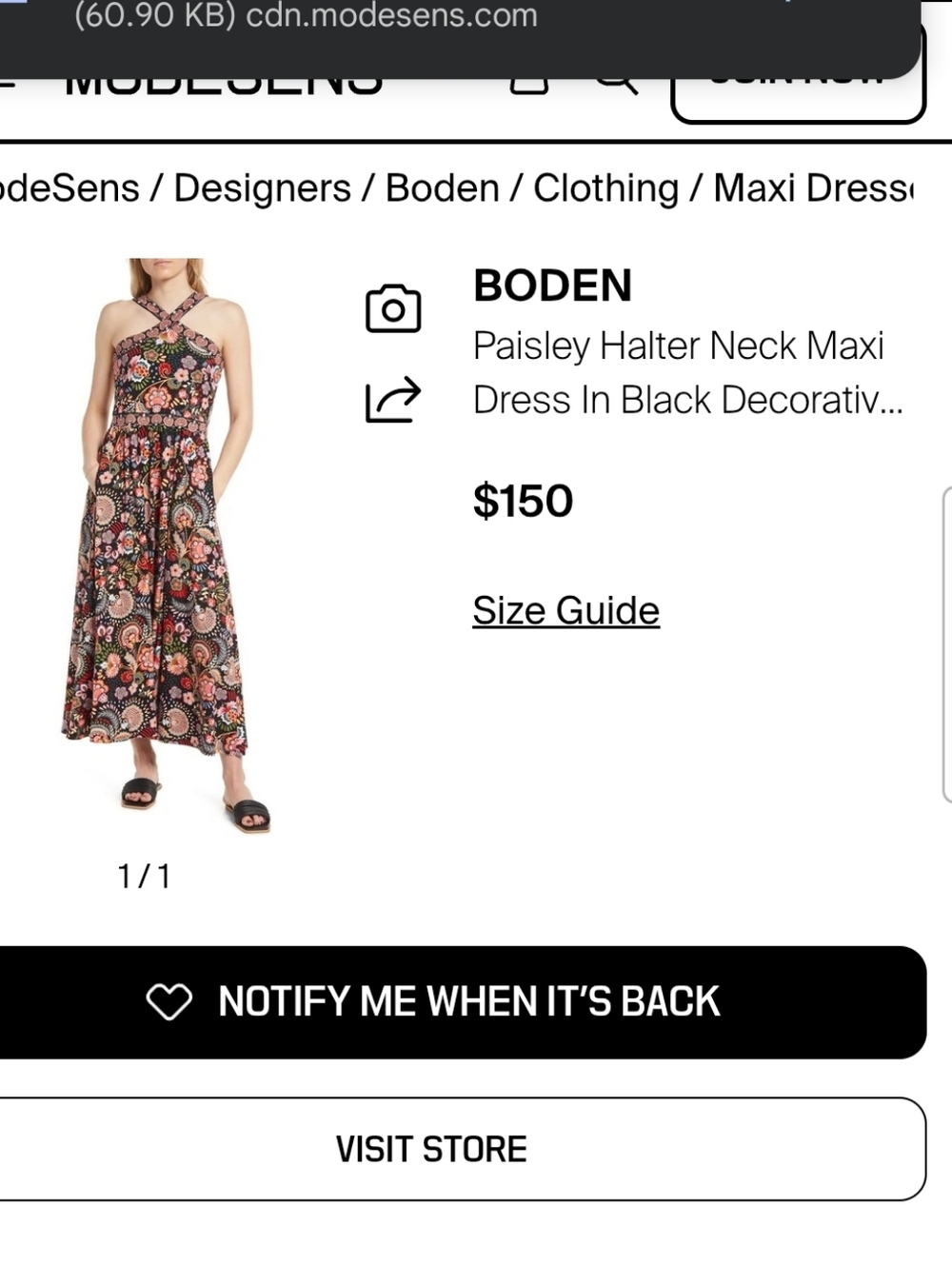 Boden Halter Cross Strap Paisley Print Maxi Dress - Picture 15 of 15